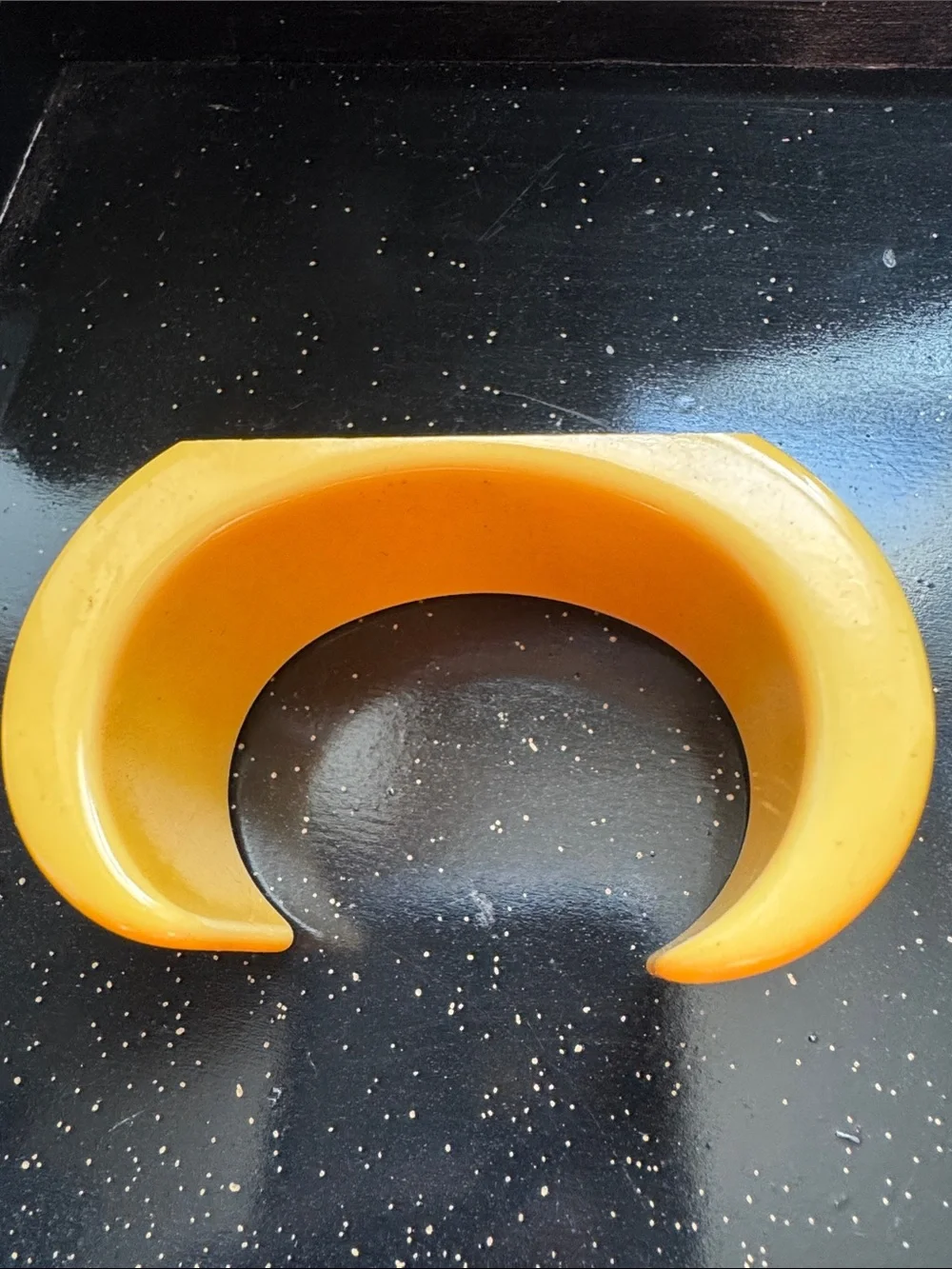 Yellow Carved Bakelite Cuff Bracelet Rare